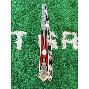 Unbranded Geometric Art Deco Tie Mens OS Red Black Cream Excellent Silk Abstract